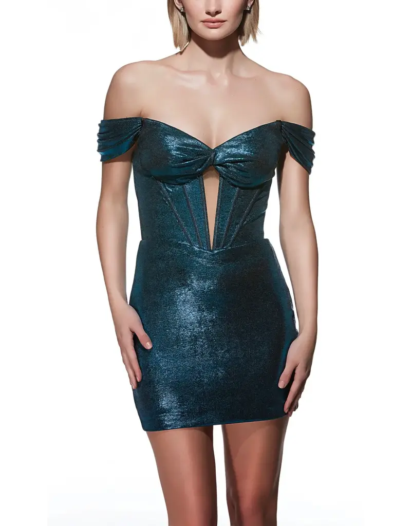 Short,Metalic,OffTheShoulder,Fitted, 4844