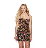 Short,Floral,V-Neck,LaceUp,Fitted, 4880
