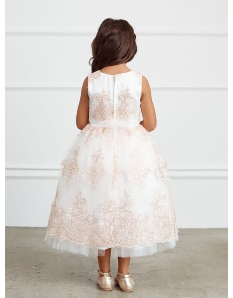 TIP TOP KIDS Metallic Lace Embroidery Overlayed Tulle Skirt, 5816