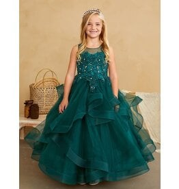 TIP TOP KIDS Lace Applique Bodice, Layered skirt, Horse Hair Trim, 7018