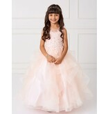 TIP TOP KIDS Lace Applique Bodice, Layered skirt, Horse Hair Trim, 7018