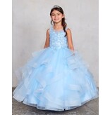 TIP TOP KIDS Lace Applique Bodice, Layered skirt, Horse Hair Trim, 7018