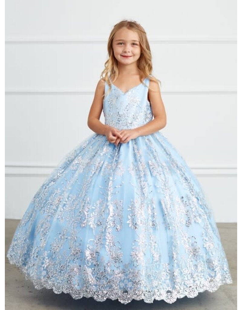 TIP TOP KIDS Tank bodice, Glitter Mesh overskirt, scallop hem 7036