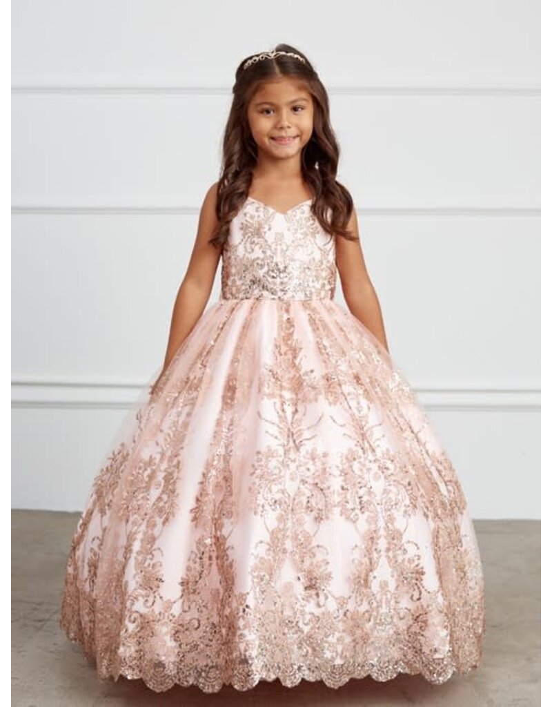 TIP TOP KIDS Tank bodice, Glitter Mesh overskirt, scallop hem 7036
