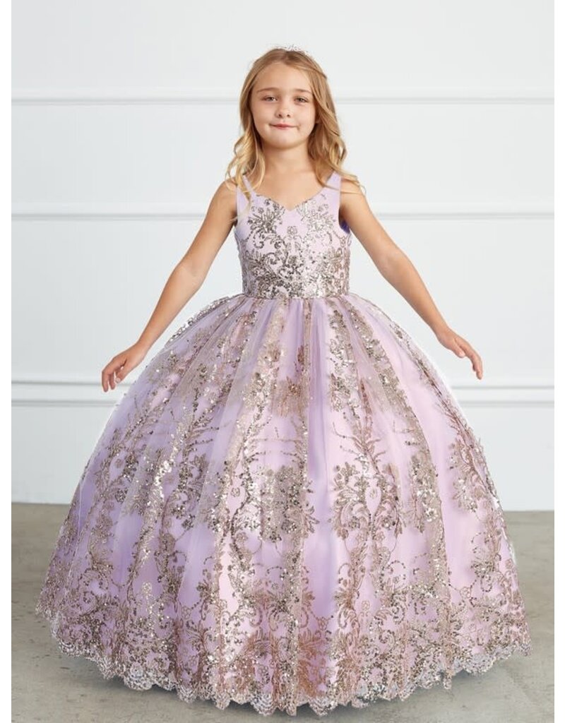 TIP TOP KIDS Tank bodice, Glitter Mesh overskirt, scallop hem 7036