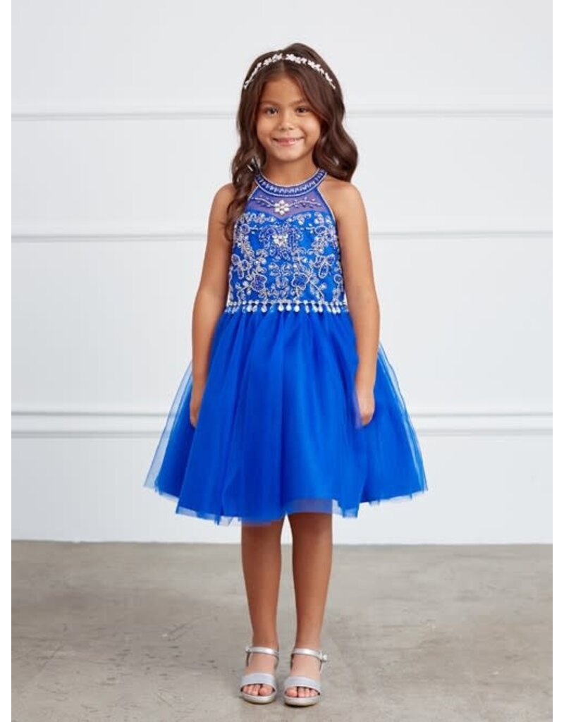 TIP TOP KIDS Halter Neck, Beaded, T-length tulle skirt