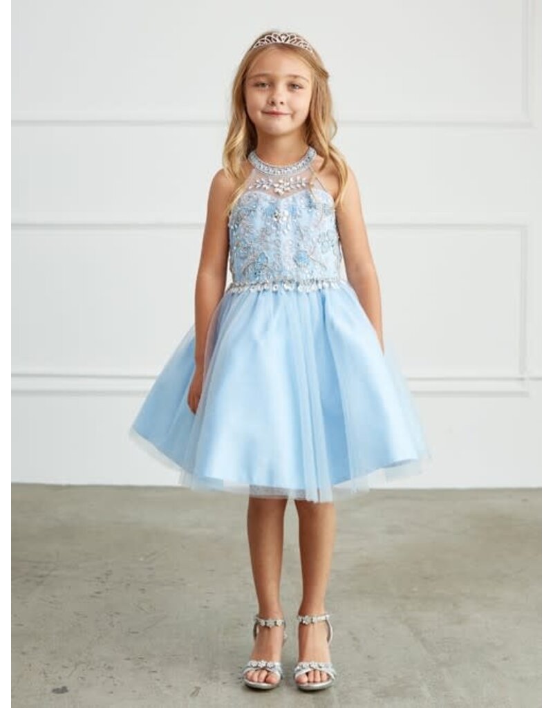 TIP TOP KIDS Halter Neck, Beaded, T-length tulle skirt