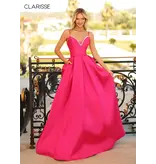 Spaghetti strap ballgown w/beaded v-neck & pockets 8199