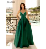 Spaghetti strap ballgown w/beaded v-neck & pockets 8199