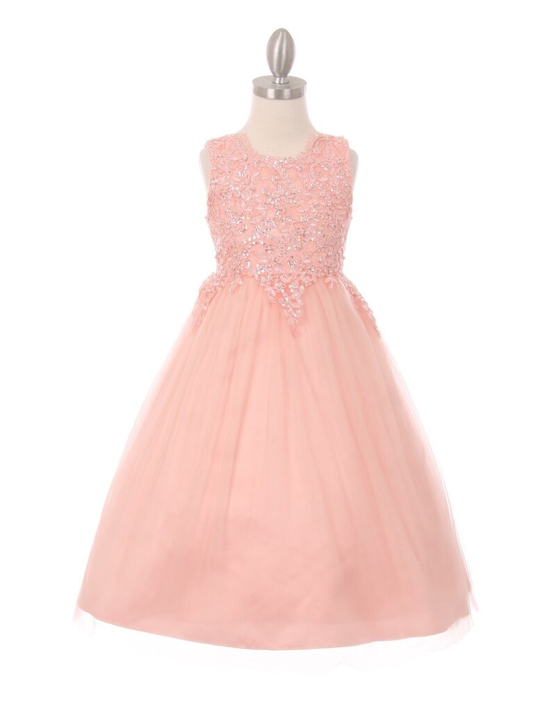 Tank T-Length, beaded top, tulle skt 5008
