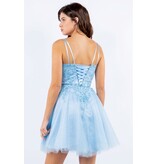 SHORT,V-NCK, LACE UP BACK 5125J