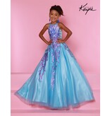 Sugar Kayne High neck sequin tulle a-line gown C344