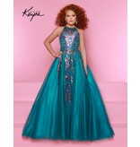 Sugar Kayne High neck sequin tulle a-line gown C344