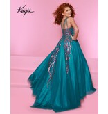 Sugar Kayne High neck sequin tulle a-line gown C344