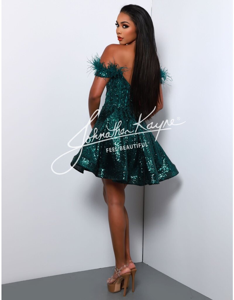 Sequin A-line off the shoulder short gown 2887S