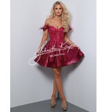 Sequin A-line off the shoulder short gown 2887S