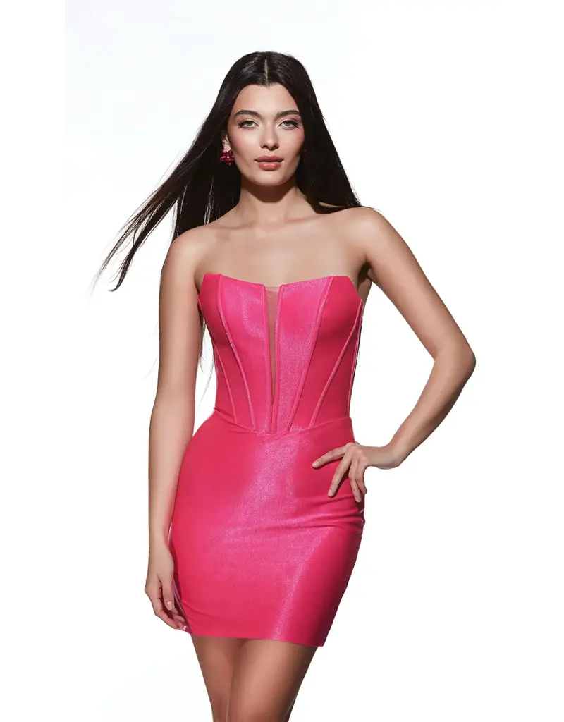 Strapless corset bodice fitted short gown 4925