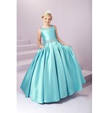 Beaded high neck satin ballgown w/pockets 13485