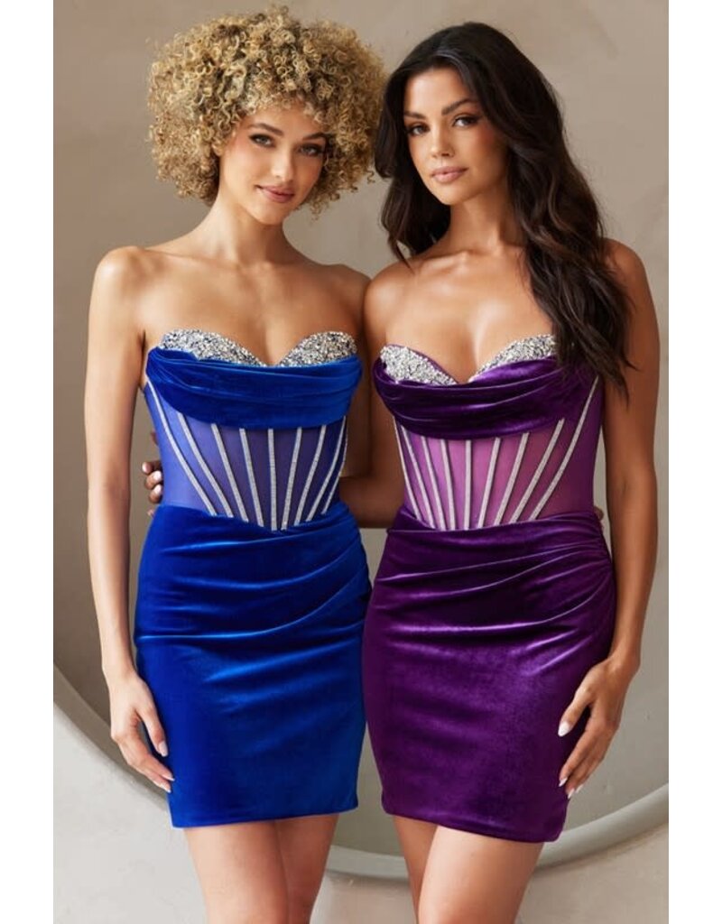 AMELIA COUTURE STRAPLESS, VELVET, LACE UP FITTED 5056S