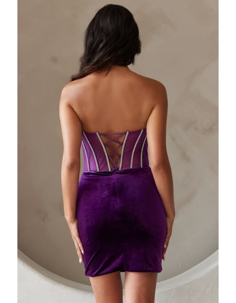 AMELIA COUTURE STRAPLESS, VELVET, LACE UP FITTED 5056S