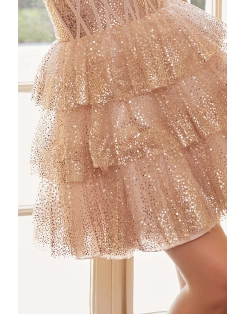 STRAPLESS, GLITTER RUFFLE, LACP UP Y863