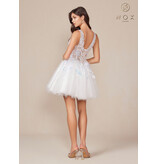 Sequin lace corset bodice a-line short gown H846W