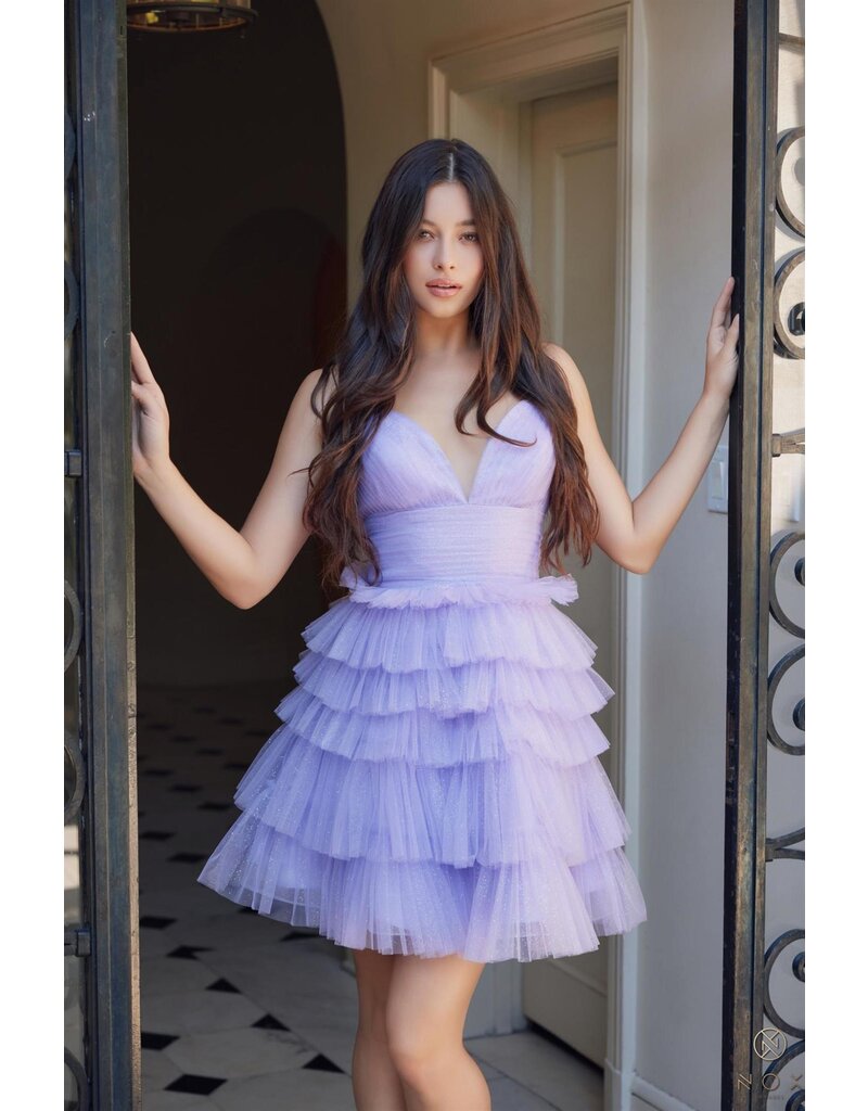 Short tulle ruffle a-line gown R881