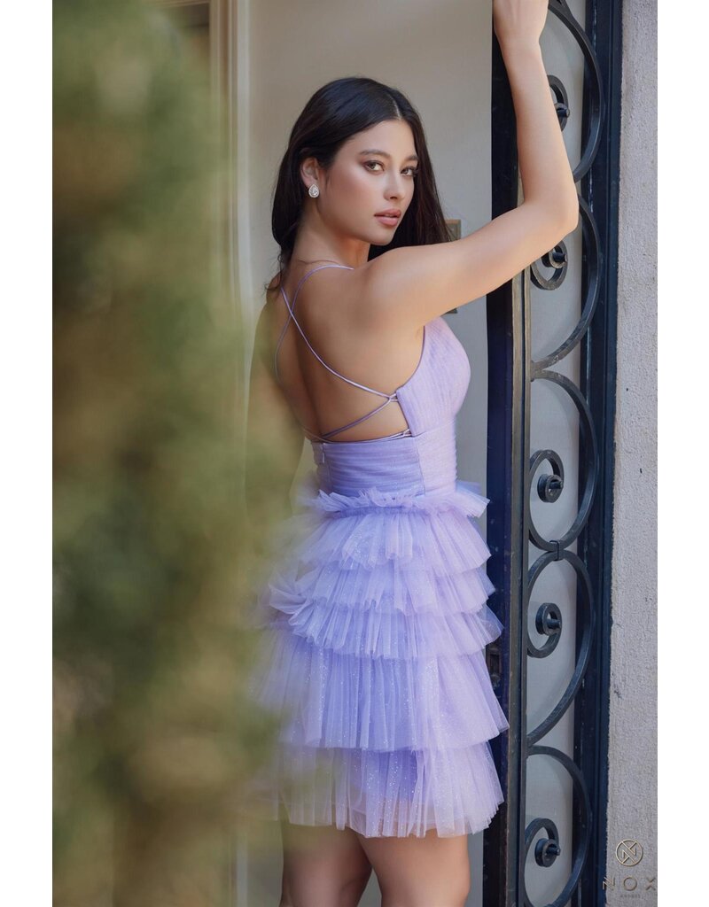Short tulle ruffle a-line gown R881