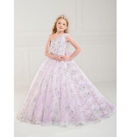 One shoulder beaded floral ballgown 13736