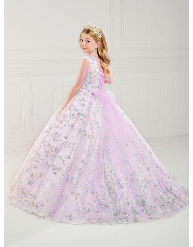 One shoulder beaded floral ballgown 13736