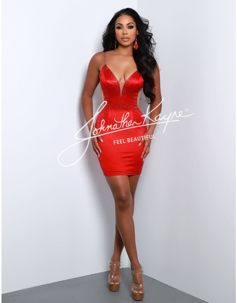 V-NECK, LOW BACK, STRETCH SATIN, SHORT 2983