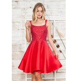 Beaded tank strap a-line short gown 8958