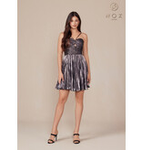 HALTER Y NECK, FLAIR SKIRT, METALLIC A825