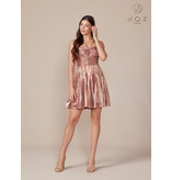 HALTER Y NECK, FLAIR SKIRT, METALLIC A825