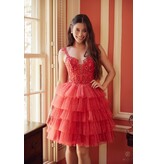 V-NECK, LACE UP BACK, RUFFLE SKIRT E904