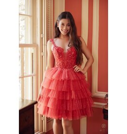 V-NECK, LACE UP BACK, RUFFLE SKIRT E904