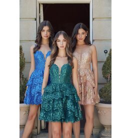V-NECK, TRIMMED STRAPS, RUFFLE SKT E914