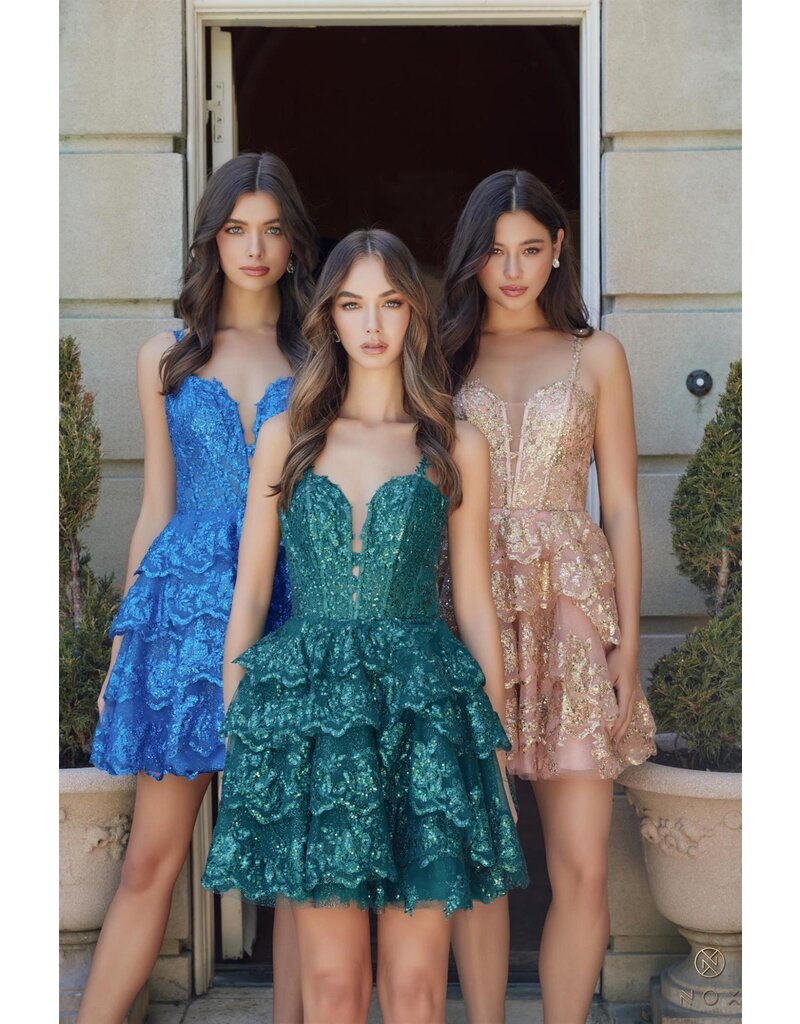 V-NECK, TRIMMED STRAPS, RUFFLE SKT E914