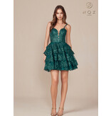 V-NECK, TRIMMED STRAPS, RUFFLE SKT E914