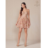 V-NECK, TRIMMED STRAPS, RUFFLE SKT E914