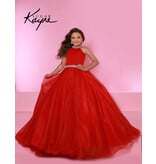 High Neck Beaded waist Organza Ballgown C114