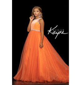 Sugar Kayne High neck velvet beaded waist ballgown C124