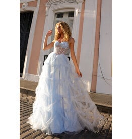 Beaded corset bodice ruffle ballgown T1340