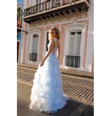 Beaded corset bodice ruffle ballgown T1340