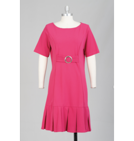 Allen Kay Short sleeve buckle front pleated hem gown 2259