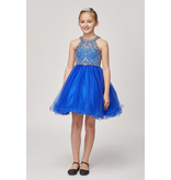 Beaded high neck corset back little girl pageant gown 5022