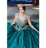 Cap sleeve embroidered bodice glitter ballgown 8024