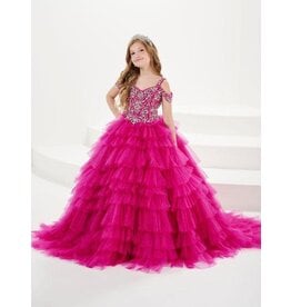 Beaded spaghetti strap bodice tulle ruffle ballgown 13753