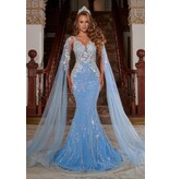 PORTIA & SCARLETT Beaded tank v-neck gown w/arm capes 22257