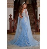 PORTIA & SCARLETT Beaded tank v-neck gown w/arm capes 22257